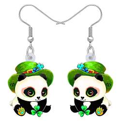 LONYOO St Patrick's Day Acryl Panda Ohrringe Dangle Drop Charms Bär Ohrringe für Frauen Mädchen Schmuck Geschenke (Grün) von LONYOO