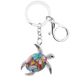 LONYOO Zinklegierung Floral Meer Schildkröte Keychain Schildkröte Schlüsselanhänger Sea Turtle Geschenke für Frauen Mädchen Autoschlüssel Brieftasche (Grün) von LONYOO