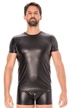 Schwarzes Herren Wetlook T-Shirt dehnbar Blickdicht Männer fetisch Shirt Kurzarm S von LOOK ME