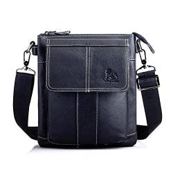 Business Herren-Umhängetasche Lässige Mode Leder Crossbody Tasche Multi-Tasche Tragbare Reisetasche Kleiner Rucksack von LOONGYOON