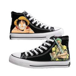 One Piece Luffy Zoro Roronoa Printed Cosplay Schuhe Unisex Erwachsene High Top Canvas Sneaker von LOPERT