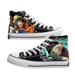 One Piece Luffy Zoro Roronoa Printed Cosplay Schuhe Unisex Erwachsene High Top Canvas Sneaker von LOPERT