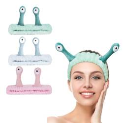 LOPHE Haarband Kosmetik, 3 Stück Make up Skincare Headband Damen, Elastic Spa Abschmink Haarbänder Schnecke, Stirnband Kosmetik Zum Waschen Gesicht Für Yoga Sport Hautpflege(blau+rosa+grün) von LOPHE