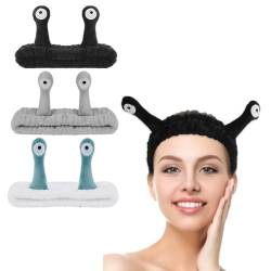 LOPHE Haarband Kosmetik, 3 Stück Make up Skincare Headband Damen, Elastic Spa Abschmink Haarbänder Schnecke, Stirnband Kosmetik Zum Waschen Gesicht Für Yoga Sport Hautpflege(schwarz+weiß+grau) von LOPHE