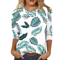 Hemden Tops 3/4 Ärmel Trendige Blusen Weicher Sommerhals Frühlingspullover für Frauen Lässige Bequeme runde Damenbluse T Shirt Damen Schwarz Eng von LOPILY