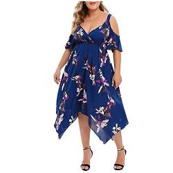 LOPILY Abendkleid Damen Große Größen Off Shoulder Spitzenkleid Bodenlang Volant Maxikleid Schulterfrei Elegant Cocktailkleid Hoch Tailliert Festkleid für Mollige Ballkleid Plus Size von LOPILY