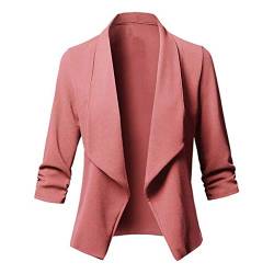 LOPILY Basic Boleros Große Größen Damen Dünne Umhangjacke Rüschen Blazer Elegante Herbstjacke Damen Übergangsjacke Cardigan 48 Weiches Pullover Damen Casual Lässgies Outwear Sweatshirts (Rosa, 36) von LOPILY