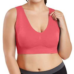 LOPILY Damen Sport BH Große Größen Unterwäsche Nahtloser Einfarbige Racerback BH Ultradünn Crop Top Weste Tank BH-Hemden für Yoga Fitness Training Unterhemden Bustiers für Mollige von LOPILY