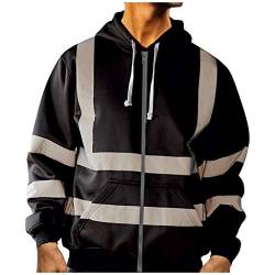 LOPILY Herren Softshelljacke Gestreifte Reflektierende Jacke Warnjacke für Outdoor Abend Arbeitsbekleidung Herren Warnschutzjacke Pilotenjacke Arbeitsjacke mit Reflex-Streifen von LOPILY