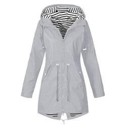 LOPILY Jacke Damen Regenjacke Damen wasserdichte Wintdjacke Atmungsaktiv Winddicht Winterjacke Solide Skijacke Damen Wanderjacke Parka Damen Herbst Kurze Parka Damen Flauschige (Grau, 40) von LOPILY