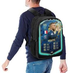 LOPUCK Mbappe Bookbags 3D Gedruckt Fußballspieler Schulrucksäcke Jungen Mädchen Personalisierter Rucksack Schultasche Grundschüler Kinderbookbag 16 zoll von LOPUCK