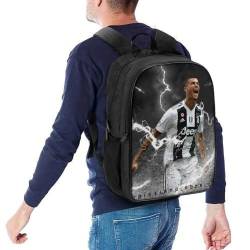 LOPUCK Ronaldo Rucksack Schultaschen Für Mädchen Jungen Fußballspieler Rucksack Mit Tasche Mode Schultasche Kinderrucksack 16 zoll von LOPUCK