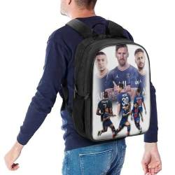 LOPUCK Rucksäcke Mädchen Kinder Schulrucksack Messi Neymar Mbappe Schultasche 3D Gedruckt Fußballspieler MNM Fußballspieler Schultasche Für Kinder Grund- Und Mittelschüler 16 zoll von LOPUCK