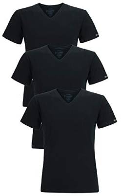 LORD 3er Pack Herren T-Shirt V-Neck, Unterhemd V-Ausschnitt, Baumwolle und Elastan, Slimfit L schwarz von LORD