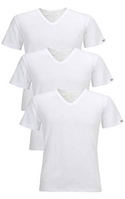 LORD 3er Pack Herren T-Shirt V-Neck, Unterhemd V-Ausschnitt, Baumwolle und Elastan, Slimfit M weiß von LORD