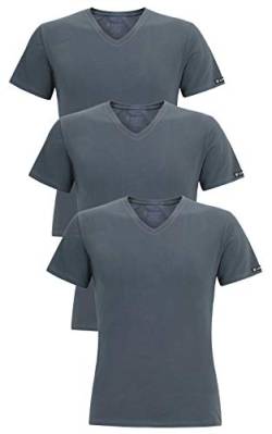 LORD 3er Pack Herren T-Shirt V-Neck, Unterhemd V-Ausschnitt, Baumwolle und Elastan, Slimfit XL grau von LORD