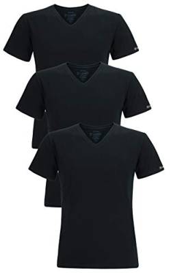 LORD 3er Pack Herren T-Shirt V-Neck, Unterhemd V-Ausschnitt, Baumwolle und Elastan, Slimfit XXL schwarz von LORD