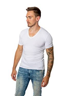 LORD T-Shirt V-Neck, Unterhemd V-Ausschnitt, Baumwolle und Elastan, Slimfit M weiß von LORD