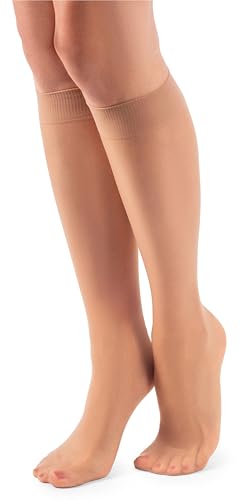 LORES Basic Damen Kniestrümpfe 15 DEN High Pop Matt Halbtransparente Strumpfhose 2 Paar Natalie, Golde von LORES