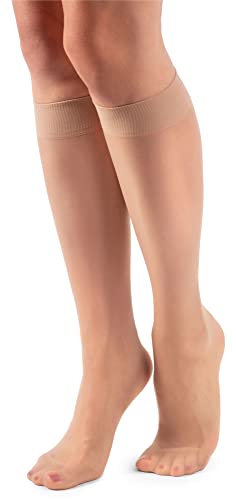 LORES Basic Damen Kniestrümpfe 15 DEN High Pop Matt Halbtransparente Strumpfhose 2 Paar Natalie, Natural von LORES