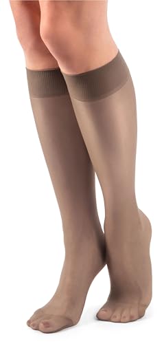 LORES Basic Damen Kniestrümpfe 15 DEN High Pop Matt Halbtransparente Strumpfhose 2 Paar Natalie, Nocciola von LORES