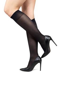 LORES Damen Kniestrümpfe Schulmädchen Uniform Einfarbig Grundfarben Pop Socken, schwarz, One size von LORES