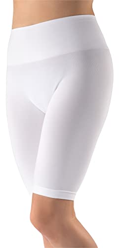 LORES Damen Mikrofaser Kurze Leggings Nahtlos Hohe Taille 3D Shorts Knielang 90 DEN Favorit, Bianco, Large / X-Large von LORES