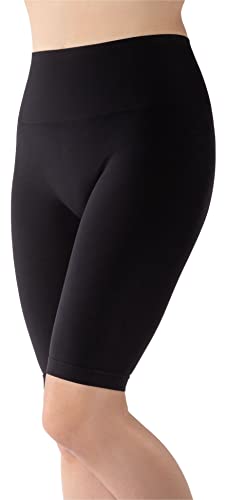 LORES Damen Mikrofaser Kurze Leggings Nahtlos Hohe Taille 3D Shorts Knielang 90 DEN Favorit, schwarz, Large / X-Large von LORES