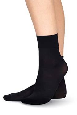 LORES Damen-Socken, Mikrofaser, blickdicht, 60 Denier, Anti-Druck-Band, knöchelhohe Strumpfwaren [Made in Italy], schwarz, One size von LORES