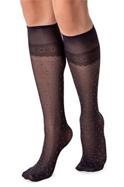 LORES Damen-Socken, durchscheinend, kniehoch, modisch, weich, lustig, lang, Gianna Nero, One size von LORES