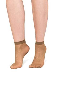 LORES Halbtransparente Damen-Socken, niedrig geschnitten, unsichtbar, knöchelhoch, Nylon, weich, bequem, Einheitsgröße, 15 DEN, 2 Paar, Glace, One size von LORES