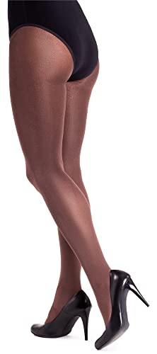 LORES Satin Damen Strumpfhose 100 DEN Dicker Glänzender Look Schlichter Glanz Blickdichte Vollstrümpfe Druckfreie Lucido, Caffe L von LORES