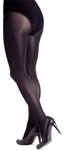 LORES Satin Damen Strumpfhose 100 DEN Dicker Glänzender Look Schlichter Glanz Blickdichte Vollstrümpfe Druckfreie Lucido, Nero M von LORES