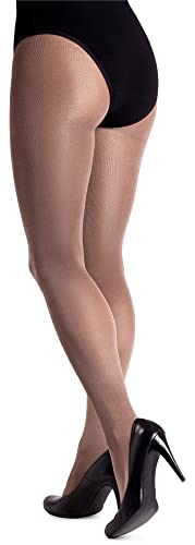 LORES Satin Damen Strumpfhose 100 DEN Dicker Glänzender Look Schlichter Glanz Blickdichte Vollstrümpfe Druckfreie Lucido, Tortora L von LORES