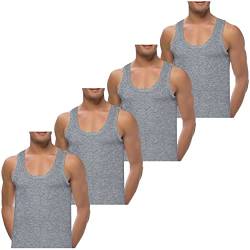 LOREZA® 4er Pack Herren Unterhemden extralang 100% Baumwolle (5 / S, 4er Pack Grau) von LOREZA