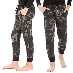 LOREZA® Jungen Mädchen Uni Camouflage Hose Trainingshose (128-134 (8-9 Jahre), Modell 2) von LOREZA