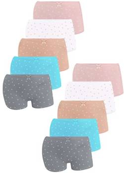 LOREZA ® 10er Pack Mädchen Pantys Boxershorts Unterwäsche aus Baumwolle (164/170, M-42114) von LOREZA