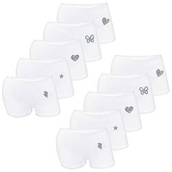 LOREZA ® 10er Set Mädchen Baumwolle Strass & Glitzer Pantys (92-98 (2-3 Jahre), 1082-White- 10er Set) von LOREZA