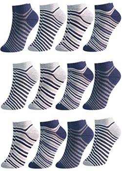 LOREZA ® 12 Paar Kinder Jungen Mädchen UNI Baumwolle Sneakersocken (21-24, E-03) von LOREZA