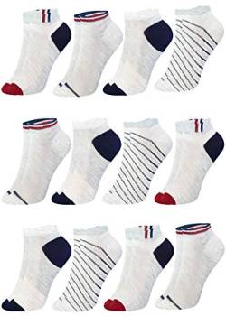 LOREZA ® 12 Paar Kinder Jungen Mädchen UNI Baumwolle Sneakersocken (25-28, E-01) von LOREZA