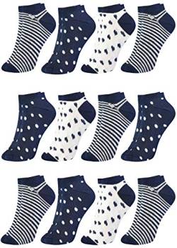 LOREZA ® 12 Paar Kinder Mädchen Baumwolle Sneakersocken (25-28, K-05) von LOREZA