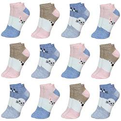 LOREZA ® 12 Paar Kinder Mädchen Baumwolle Socken Kindersocken Sneaker (29-32, Modell 2) von LOREZA
