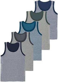 LOREZA ® 5 Pack Jungen Streifen Unterhemden Tank Top (116-122 (6-7 Jahre), Modell 1-5 STÜCK) von LOREZA