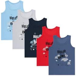 LOREZA ® 5 Pack Jungen Unterhemden aus Baumwolle Tank Top (104-110 (4-5Jahre), Modell 4) von LOREZA