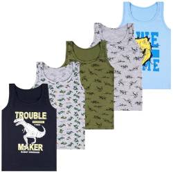 LOREZA ® 5 Pack Jungen Unterhemden aus Baumwolle Tank Top (152-158 (12-13 Jahre), Modell 8) von LOREZA