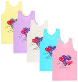 LOREZA ® 5 Stück Mädchen Baumwolle Unterhemden Tank Top - 116-122 (6-7 Jahre) - M-14 von LOREZA