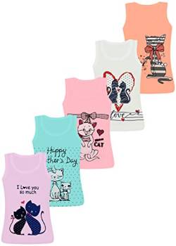 LOREZA ® 5 Stück Mädchen Baumwolle Unterhemden Tank Top - 128-134 (8-9 Jahre) - K-9147 von LOREZA