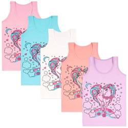 LOREZA ® 5 Stück Mädchen Baumwolle Unterhemden Tank Top - 152-158 (12-13 Jahre) - Modell 8 von LOREZA