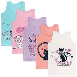 LOREZA ® 5 Stück Mädchen Baumwolle Unterhemden Tank Top - 164-170 (14-15 Jahre) - K-9146 von LOREZA