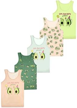 LOREZA ® 5 Stück Mädchen Baumwolle Unterhemden Tank Top Kinder - 128-134 (8-9 Jahre) - M-49711280B von LOREZA